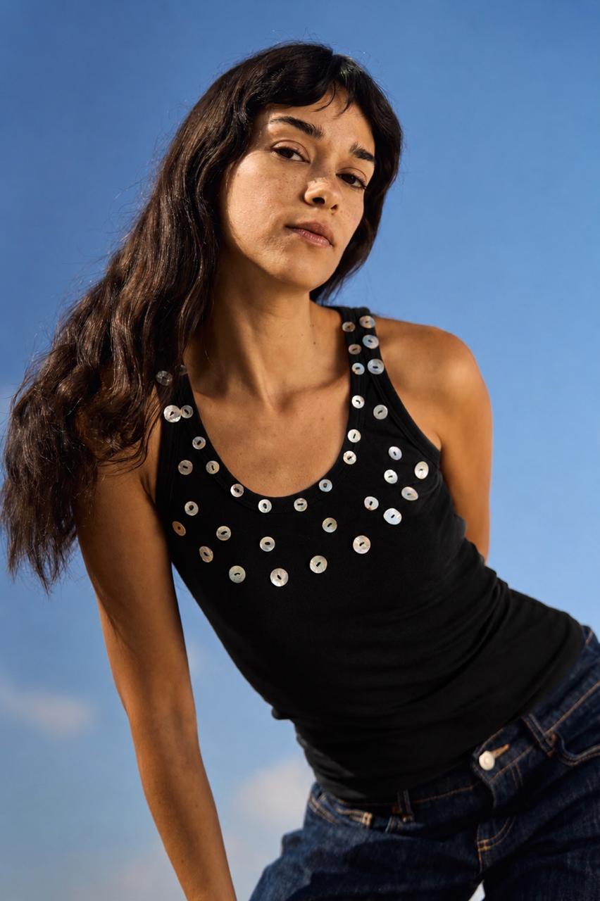 Shell stud tank top