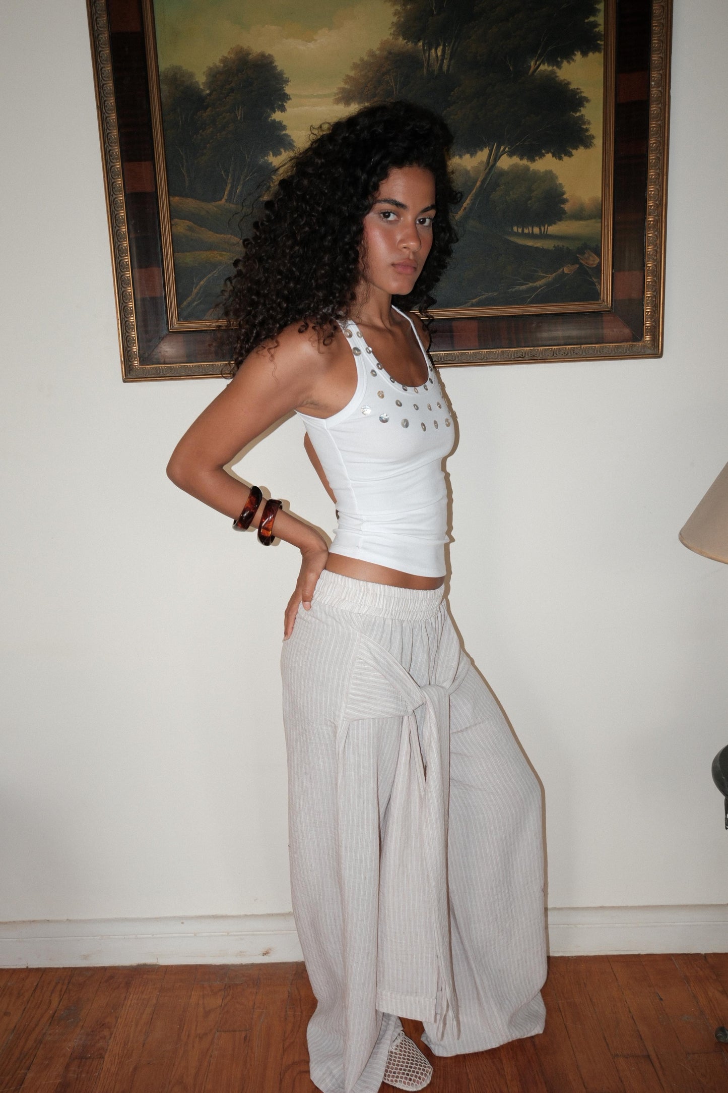 Knot pants in beige