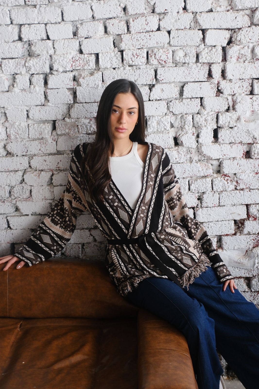 Patterned Wrap Cardigan