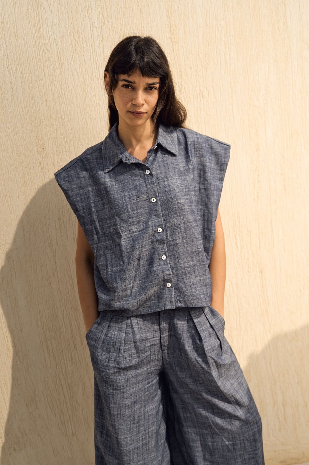 Navy Denim linen vest