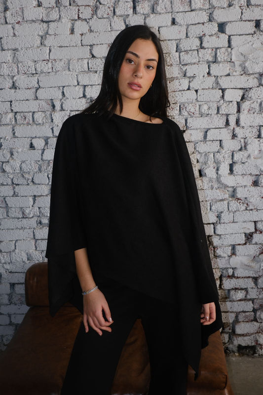 The Black Poncho Set