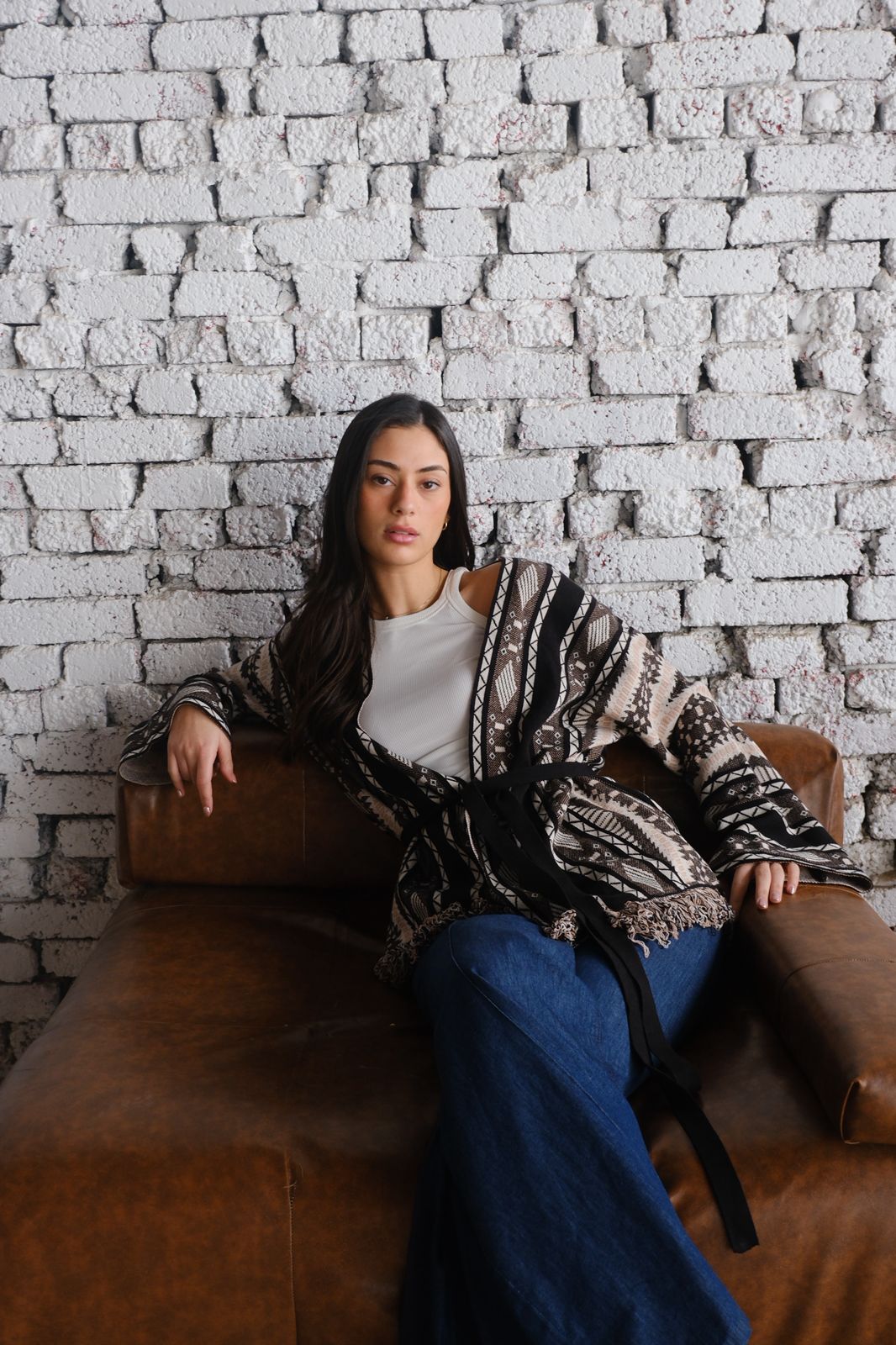 Patterned Wrap Cardigan