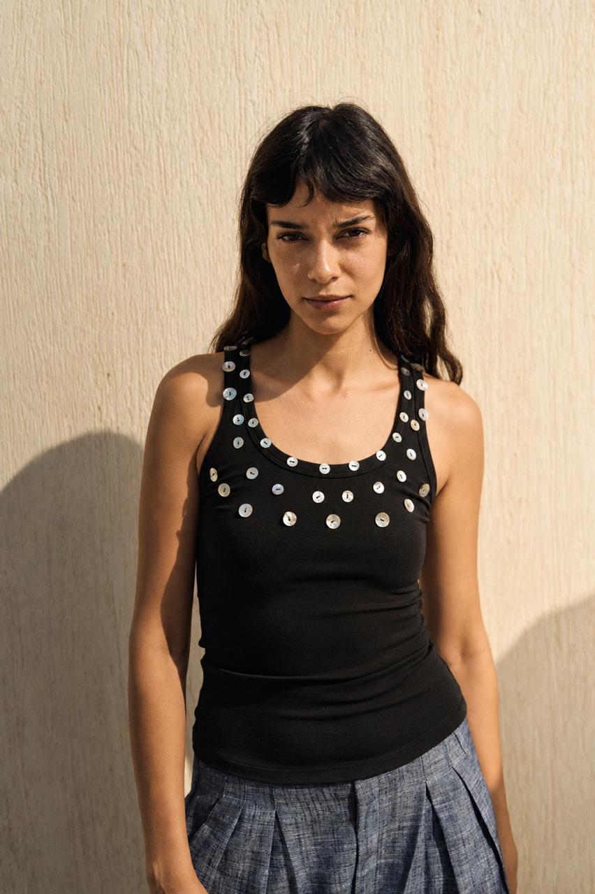 Shell stud tank top