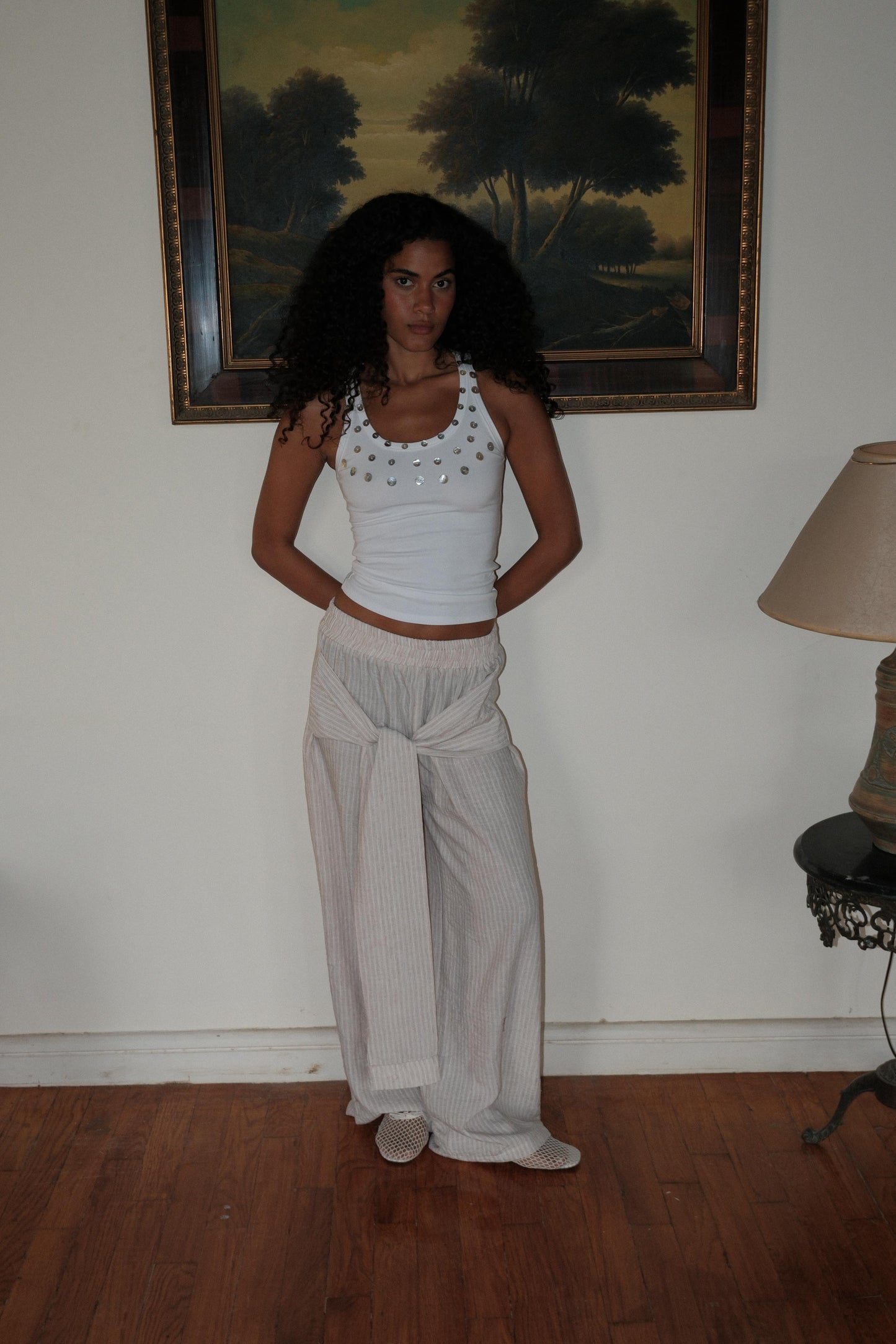 Knot pants in beige