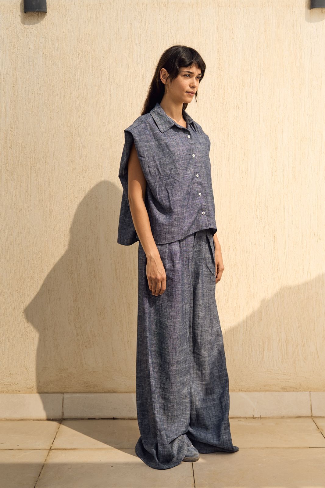 Navy Denim linen vest
