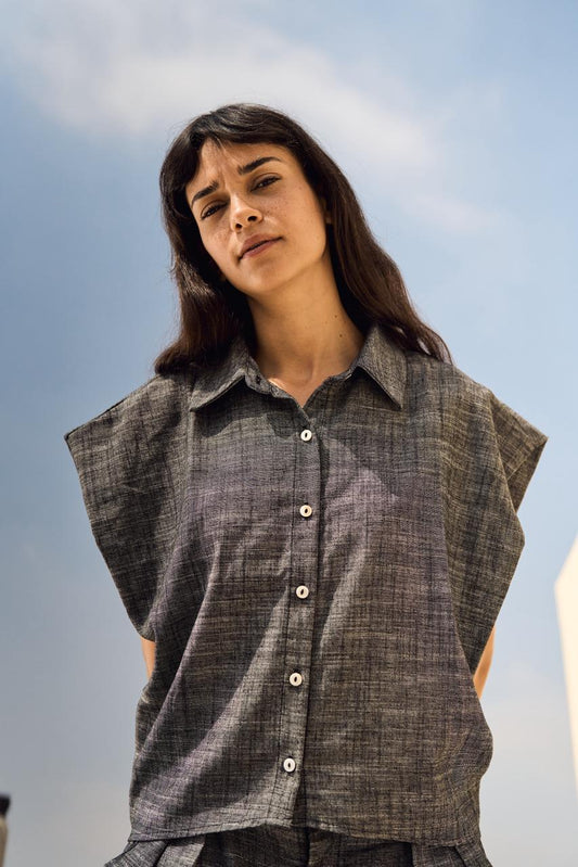 Grey Denim linen vest