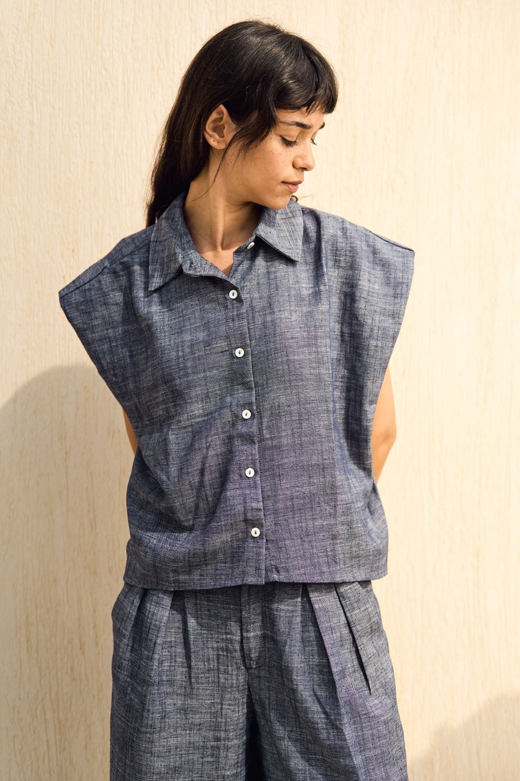 Navy Denim linen vest