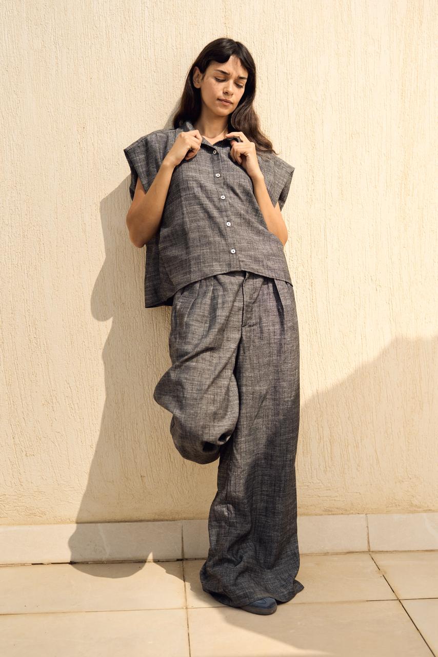 Grey Denim linen pants