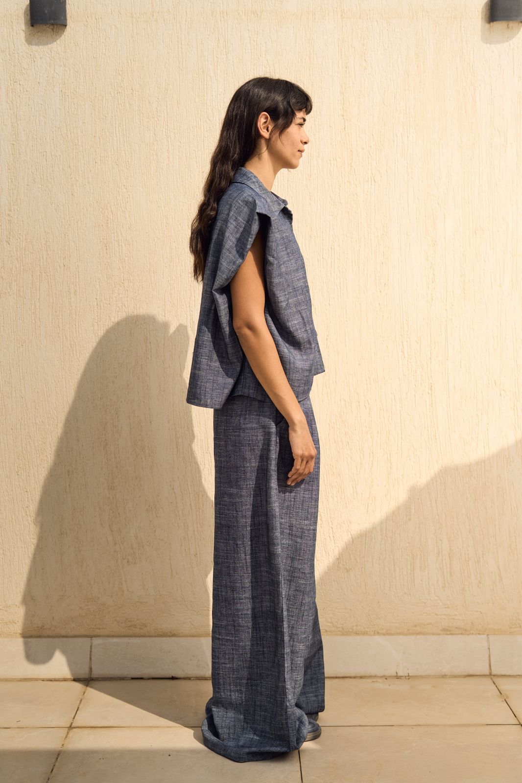 Navy Denim linen vest