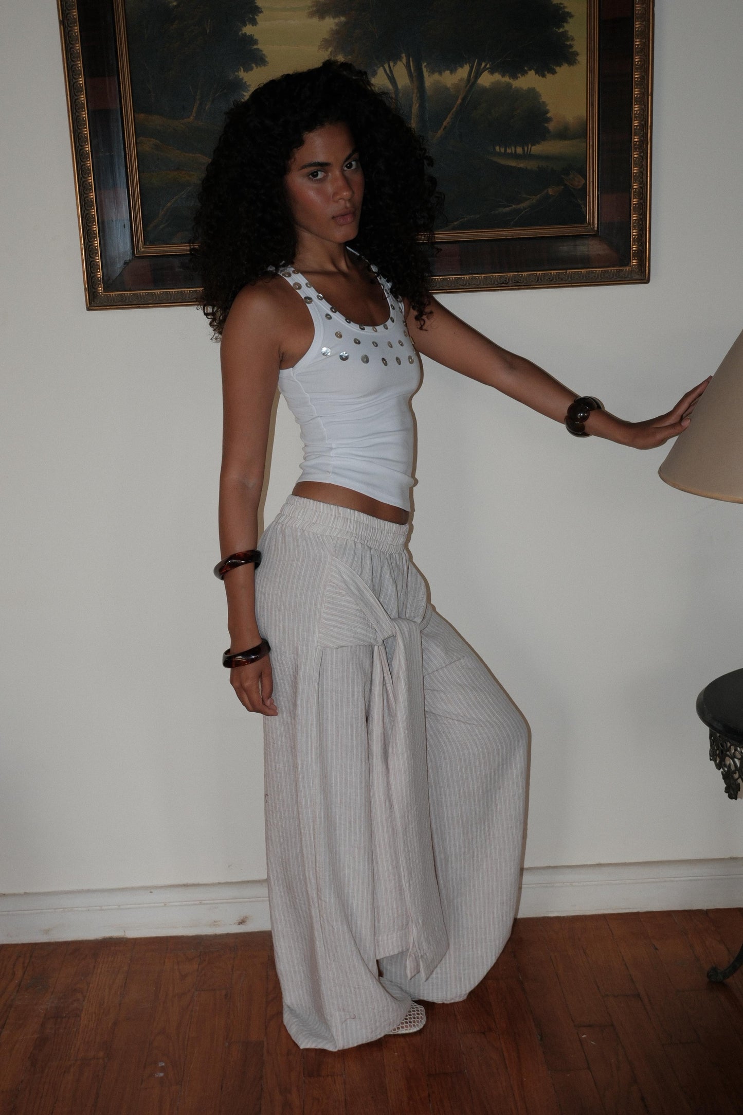Knot pants in beige