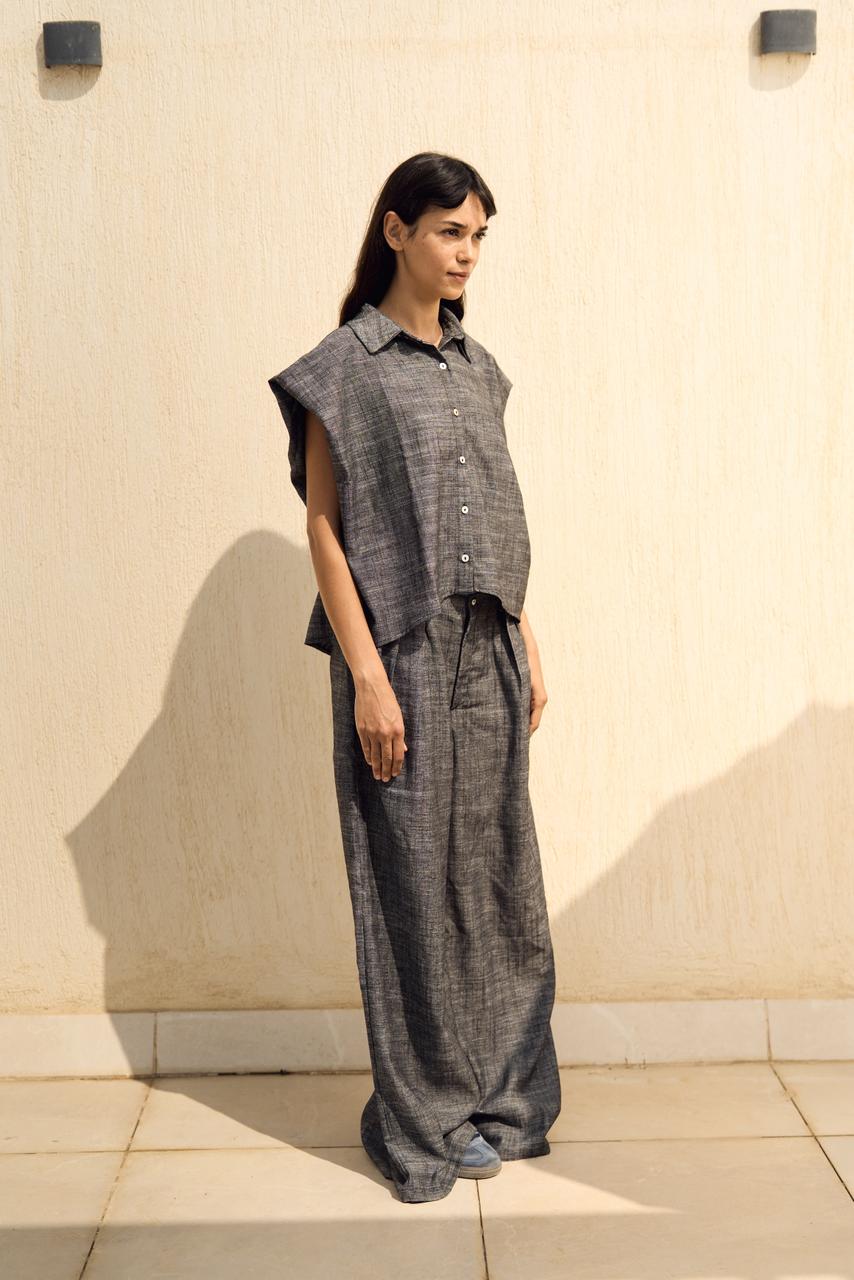 Grey Denim linen vest