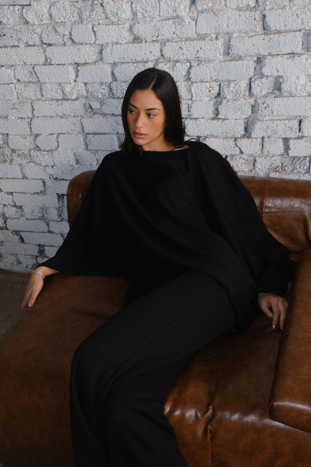 The Black Poncho Set