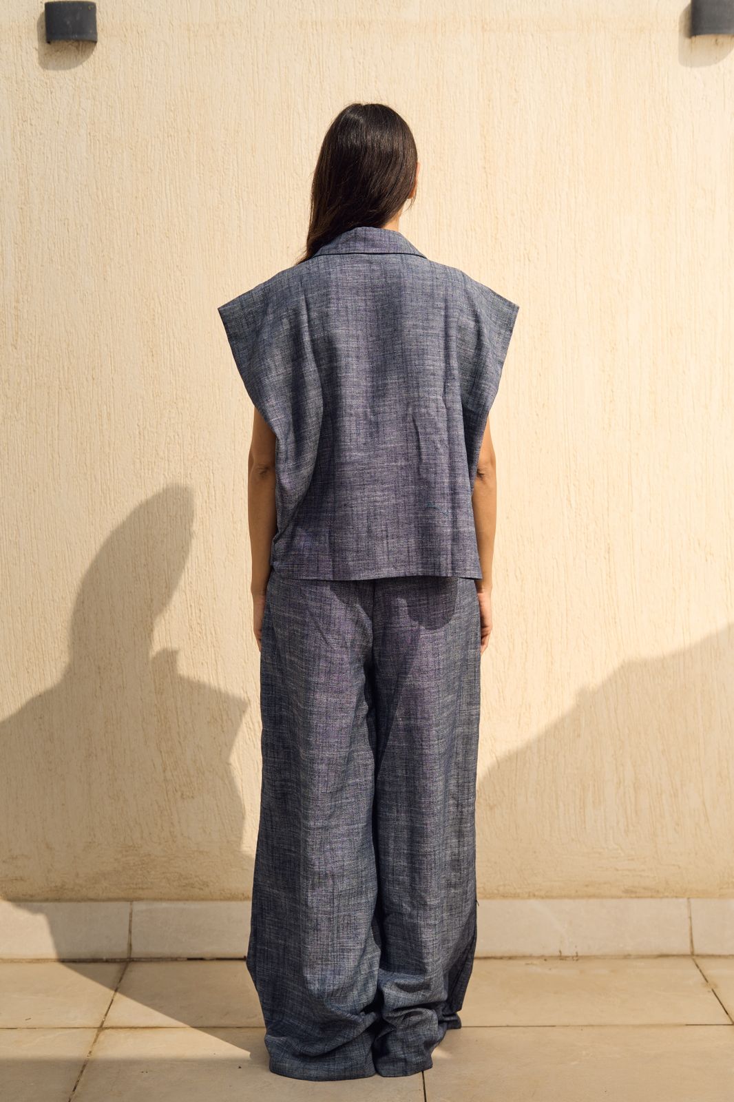 Navy Denim linen vest