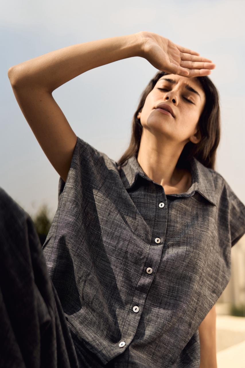 Grey Denim linen vest