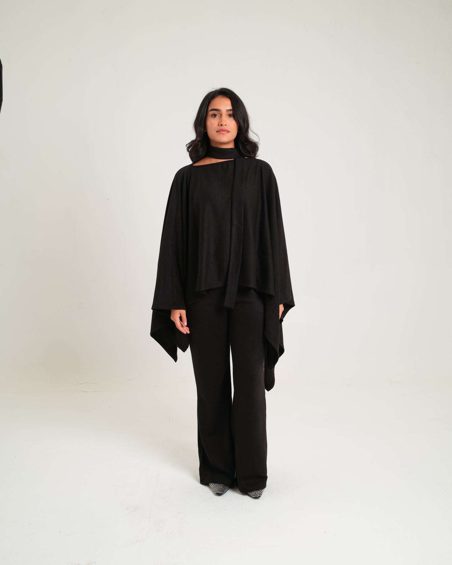 The Black Poncho Set