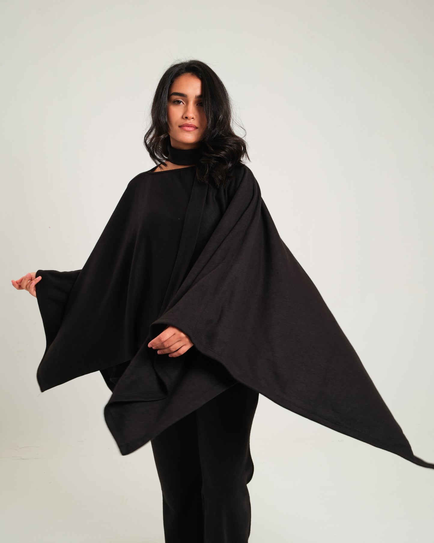 The Black Poncho Set