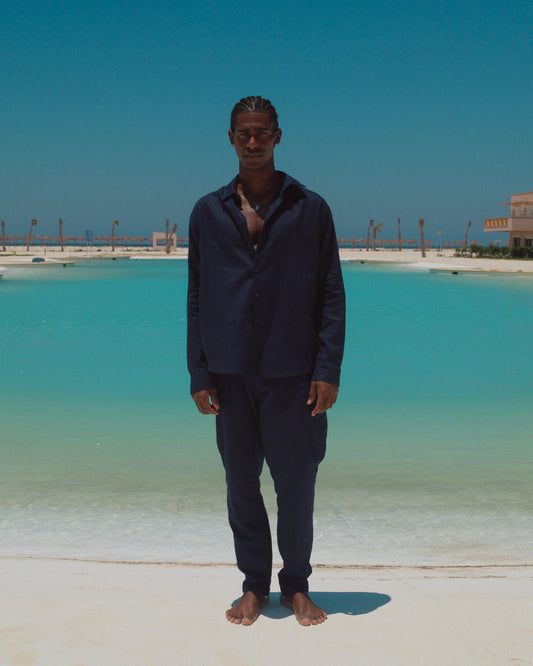 NAVY BLUE LINEN SET