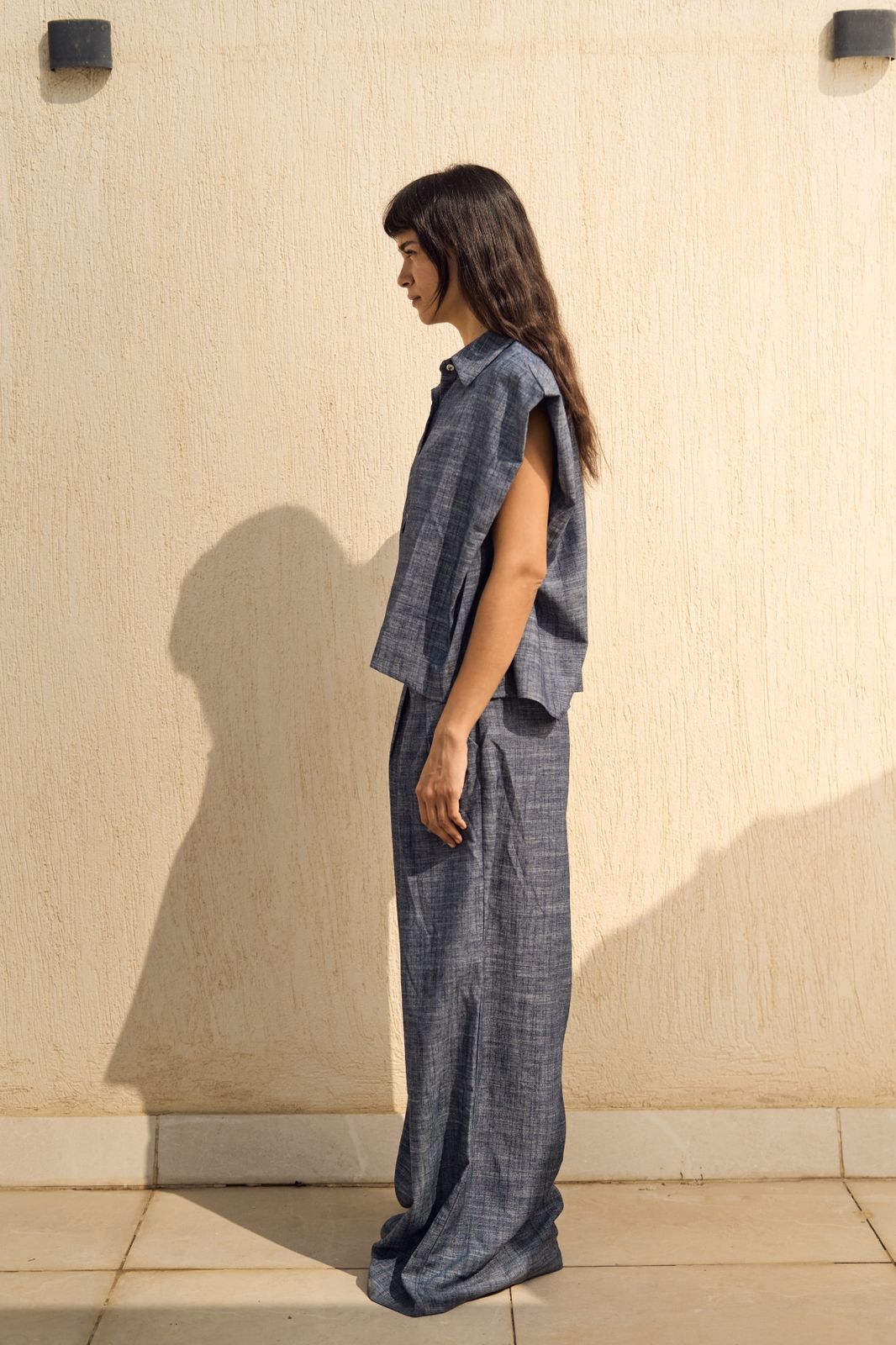 Navy Denim linen vest